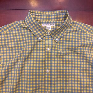 Southern Proper | Mens XL | Gingham Button Down Shirt | Yellow Blue Long Sleeve
